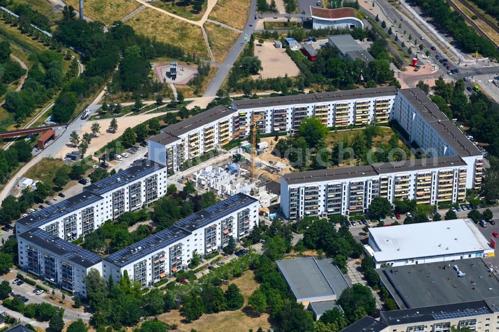 Aerial image Berlin - Construction site for the multi-family residential building on Feldberger Ring in the district Kaulsdorf in Berlin, Germany