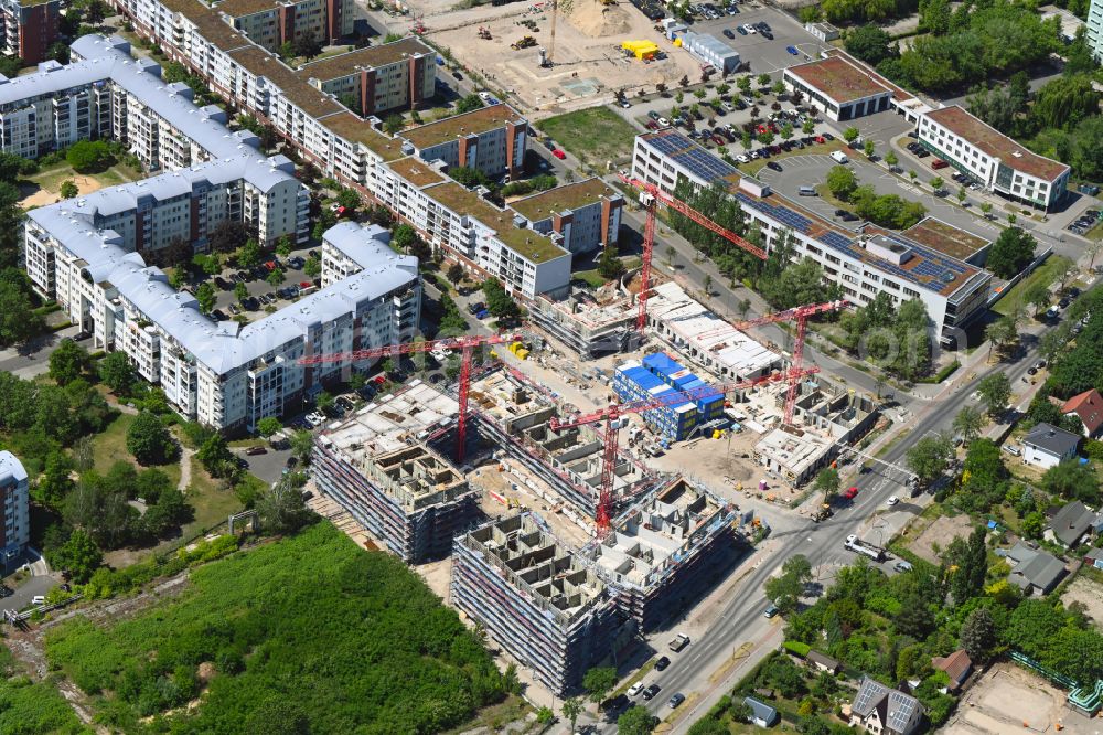 Berlin from the bird's eye view: Construction site for the multi-family residential building Ferdinand's Garden on street Plauener Strasse in the district Hohenschoenhausen in Berlin, Germany