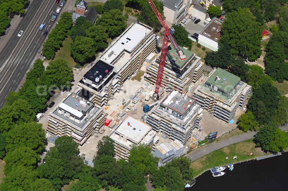 Aerial image Berlin - Construction site for the multi-family residential building Am Generalshof - Uferweg Alte Spree in the district Koepenick in the district Koepenick in Berlin, Germany