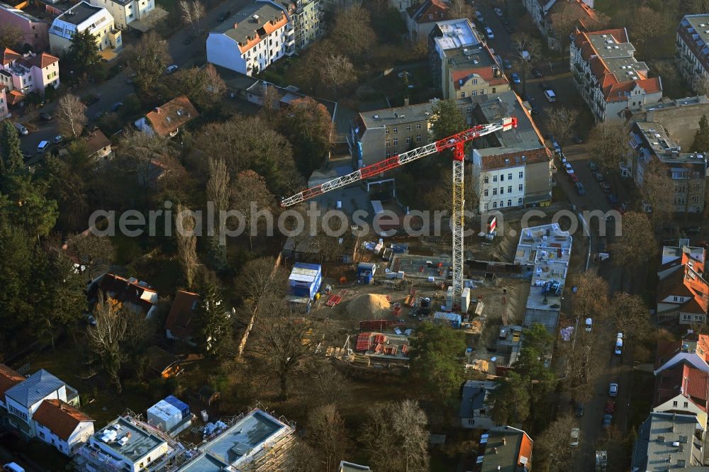 Aerial photograph Berlin - Construction site for the multi-family residential building on Treskowstrasse in the district Niederschoenhausen in Berlin, Germany