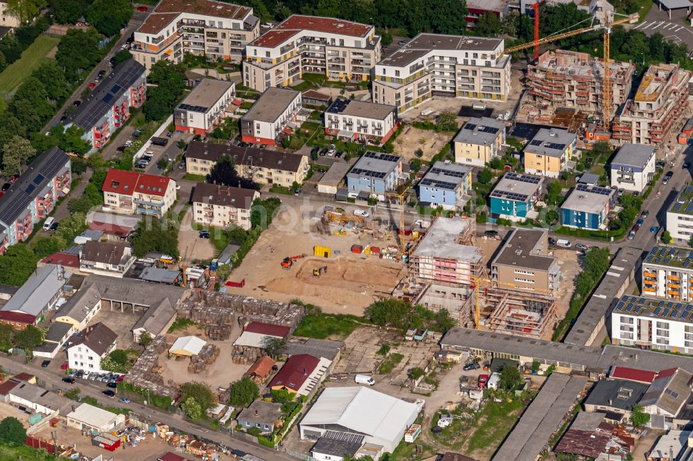 Aerial image Haslach - Construction site for the new residential and commercial building in Haslach in the state Baden-Wurttemberg, Germany