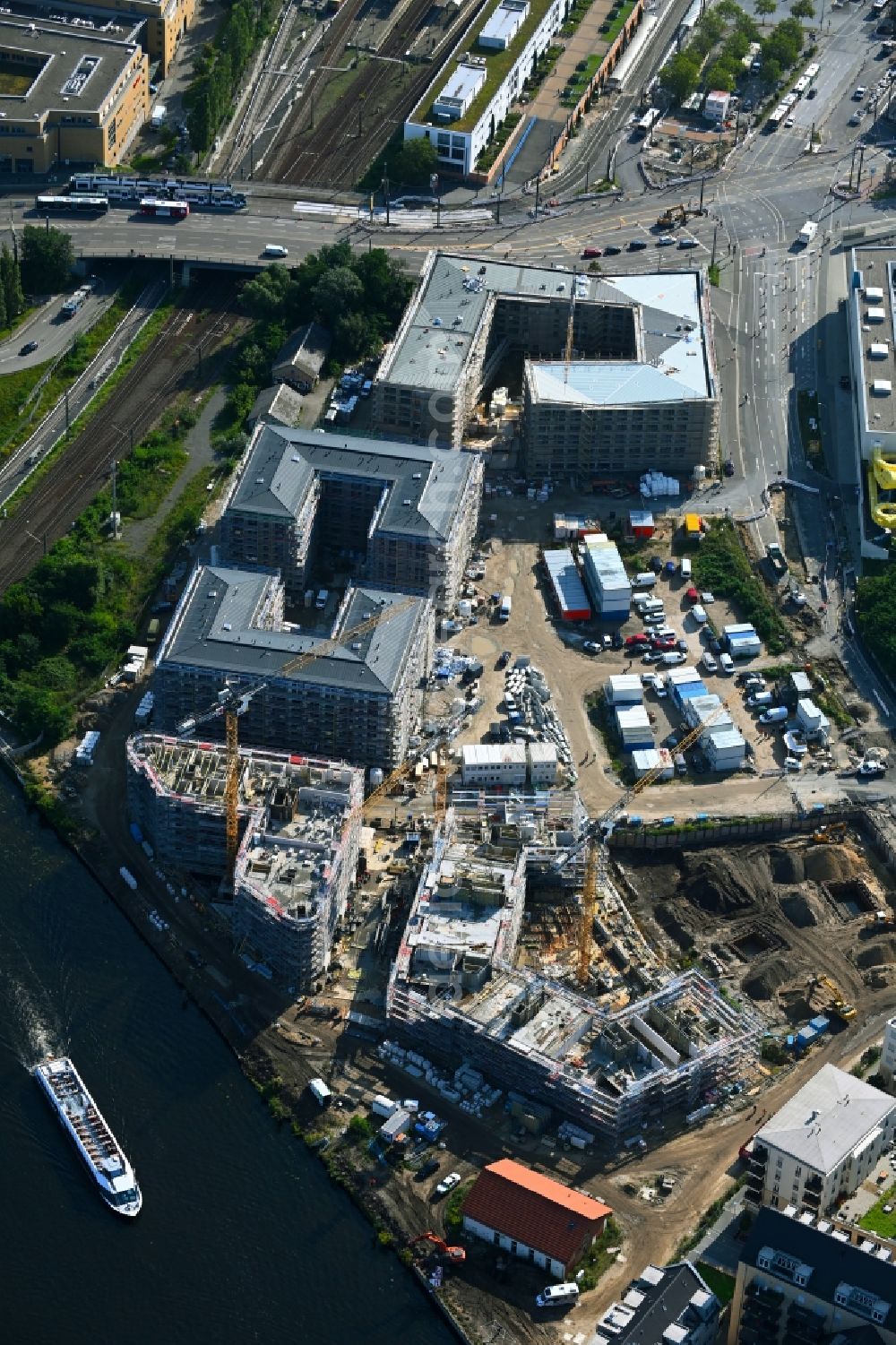 Potsdam from above - Construction site for the multi-family residential building Havel Quartier Potsdam in Potsdam in the state Brandenburg, Germany