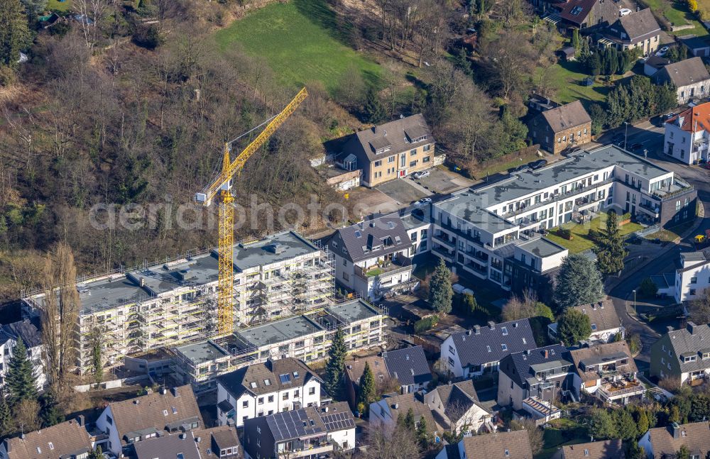 Aerial photograph Heidhausen - Construction site for the multi-family residential building on street Velberter Strasse in Heidhausen at Ruhrgebiet in the state North Rhine-Westphalia, Germany