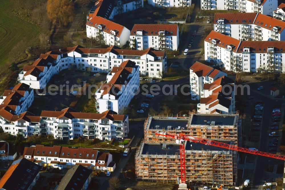 Aerial image Bernau - Construction site for the multi-family residential building on Herkulesstrasse in Bernau in the state Brandenburg, Germany