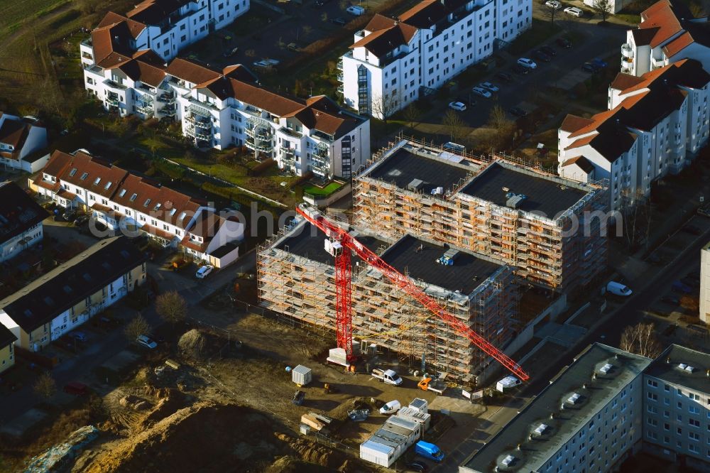 Aerial photograph Bernau - Construction site for the multi-family residential building on Herkulesstrasse in Bernau in the state Brandenburg, Germany