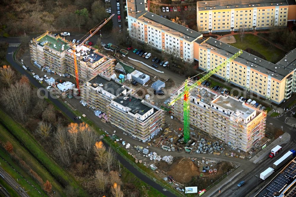 Aerial photograph Berlin - Construction site for the multi-family residential building Hoyerswerdaer Strasse corner Louis-Lewin-Strasse in the district Hellersdorf in Berlin, Germany