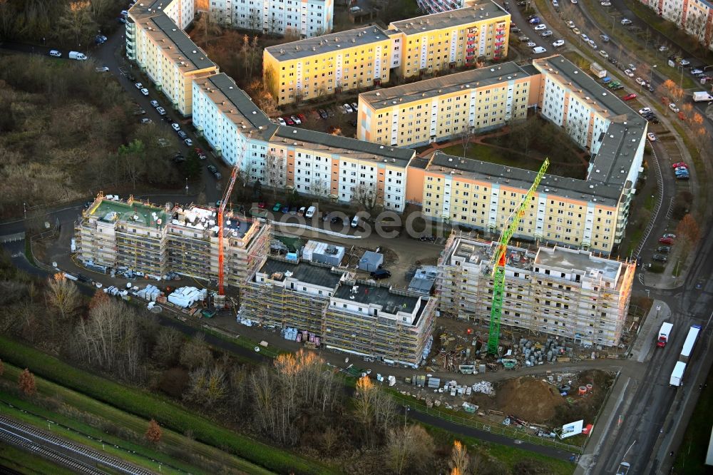 Aerial photograph Berlin - Construction site for the multi-family residential building Hoyerswerdaer Strasse corner Louis-Lewin-Strasse in the district Hellersdorf in Berlin, Germany