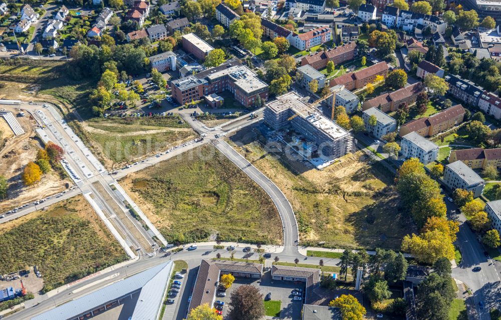 Bochum from above - Construction site for the multi-family residential building on Immanuel-Kant-Strasse in the district Altenbochum in Bochum at Ruhrgebiet in the state North Rhine-Westphalia, Germany