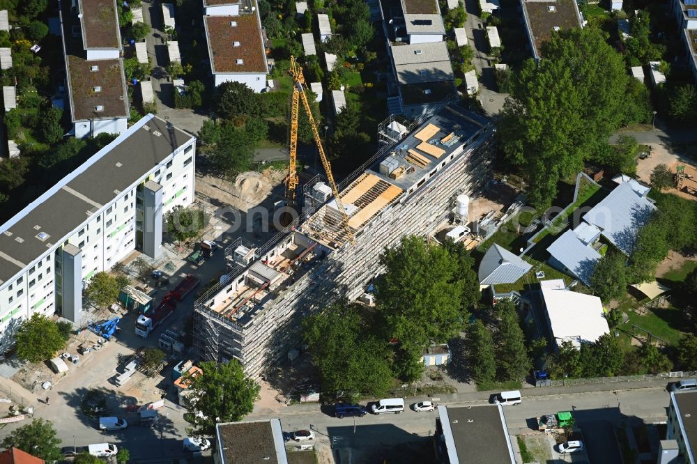 Aerial image Erlangen - Construction site for the multi-family residential building on Johann-Kalb-Strasse - Thymianweg in Erlangen in the state Bavaria, Germany