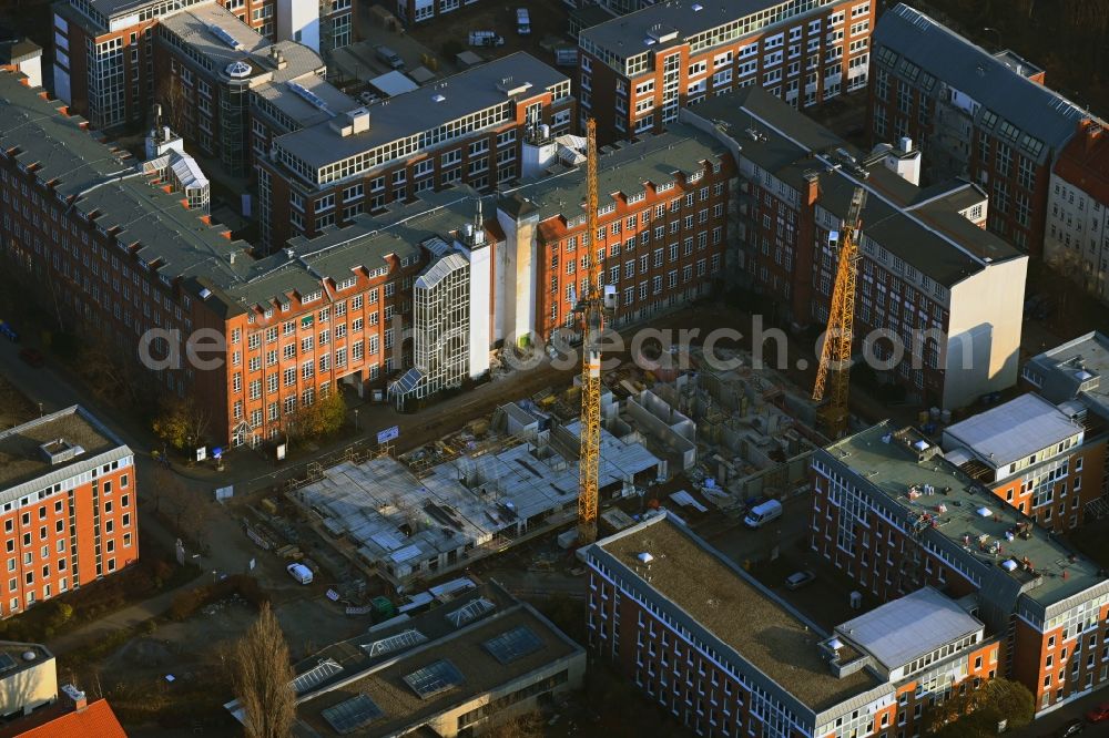 Berlin from above - Construction site for the multi-family residential building on Johannes-Itten-Strasse - DGZ-Ring in the district Weissensee in Berlin, Germany