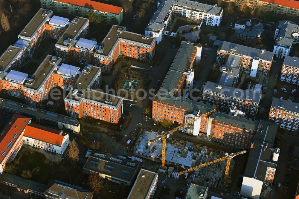 Berlin from the bird's eye view: Construction site for the multi-family residential building on Johannes-Itten-Strasse - DGZ-Ring in the district Weissensee in Berlin, Germany