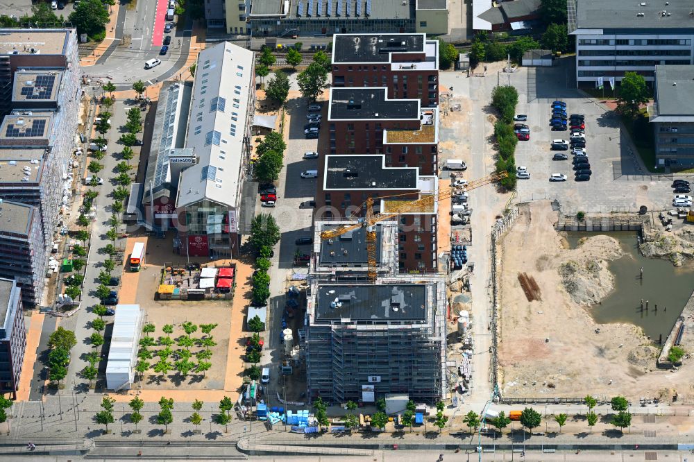 Kiel from above - Construction site for the multi-family residential building on Kesselschmied - Willy-Brandt-Ufer in the district Gaarden in Kiel in the state Schleswig-Holstein, Germany