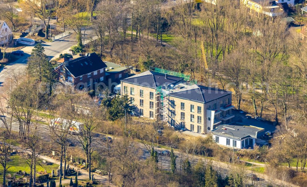 Aerial photograph Ahlen - Construction site for the multi-family residential building on Konrad-Adenauer-Ring on street Parkstrasse in Ahlen in the state North Rhine-Westphalia, Germany