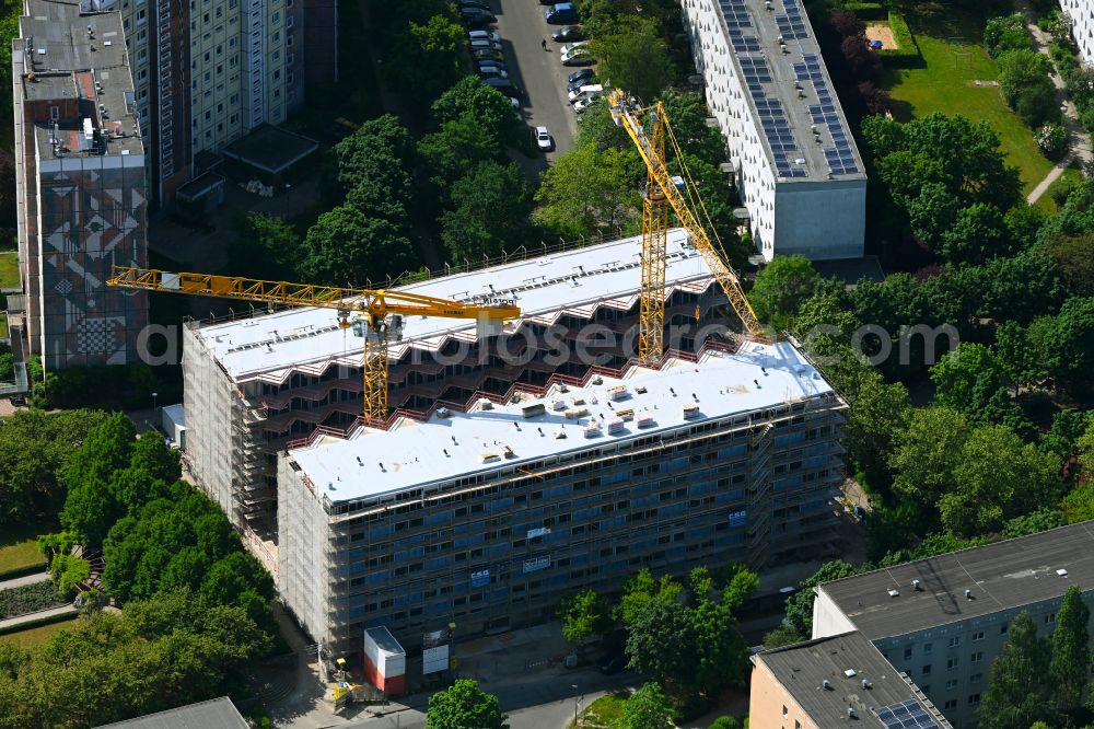 Aerial image Berlin - Construction site for the multi-family residential building Lion-Feuchtwanger-Strasse in the district Hellersdorf in Berlin, Germany