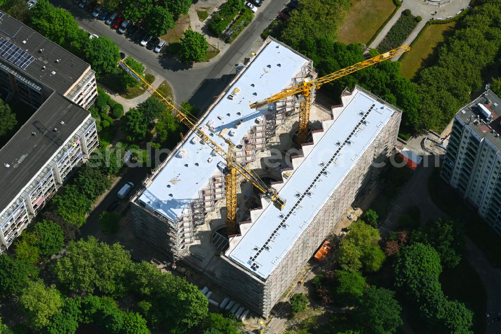 Aerial image Berlin - Construction site for the multi-family residential building Lion-Feuchtwanger-Strasse in the district Hellersdorf in Berlin, Germany