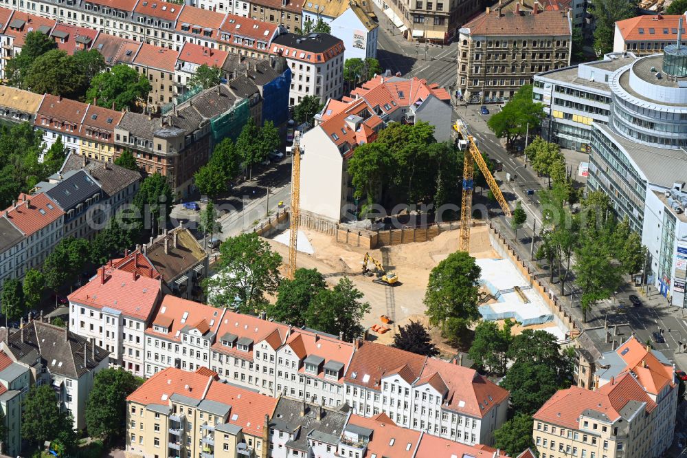 Aerial photograph Leipzig - Construction site for the multi-family residential building LOUX Leipzig on street Torgauer Strasse in the district Sellerhausen in Leipzig in the state Saxony, Germany