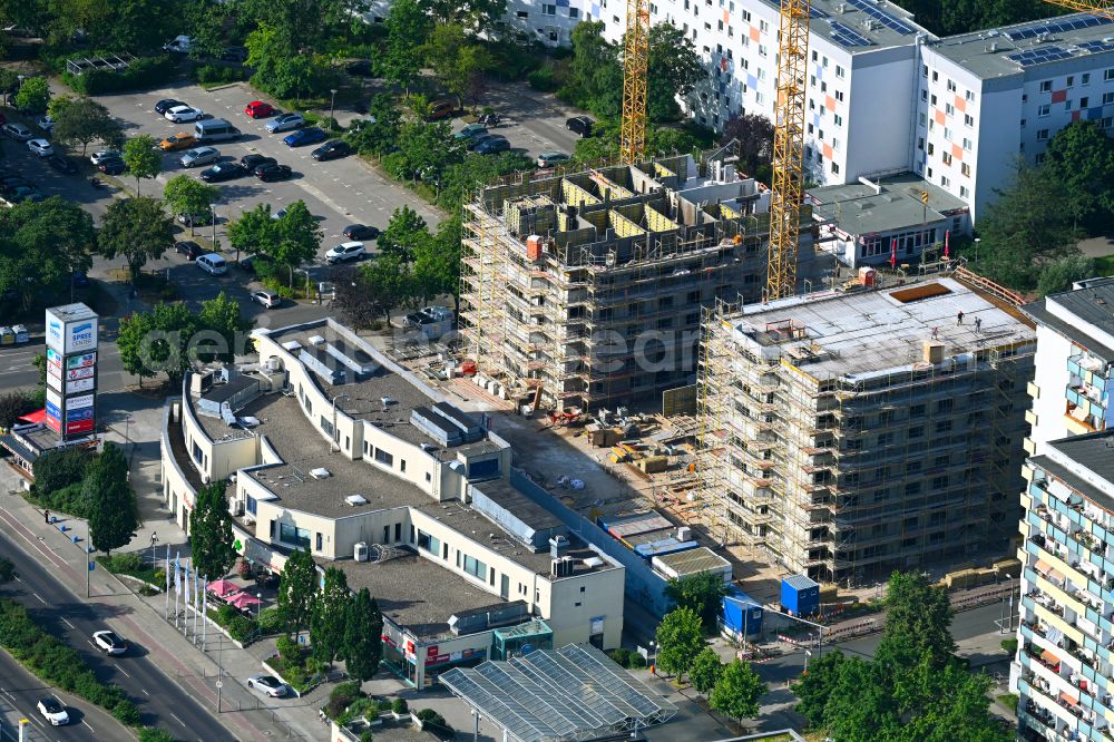Aerial image Berlin - Construction site for the multi-family residential building on Ludwigsluster Strasse on street Teterower Ring in the district Hellersdorf in Berlin, Germany