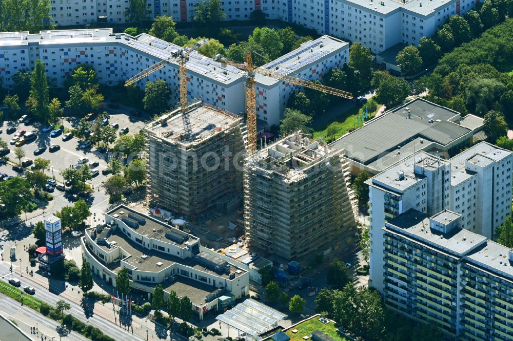 Aerial photograph Berlin - Construction site for the multi-family residential building on Ludwigsluster Strasse on street Teterower Ring in the district Hellersdorf in Berlin, Germany