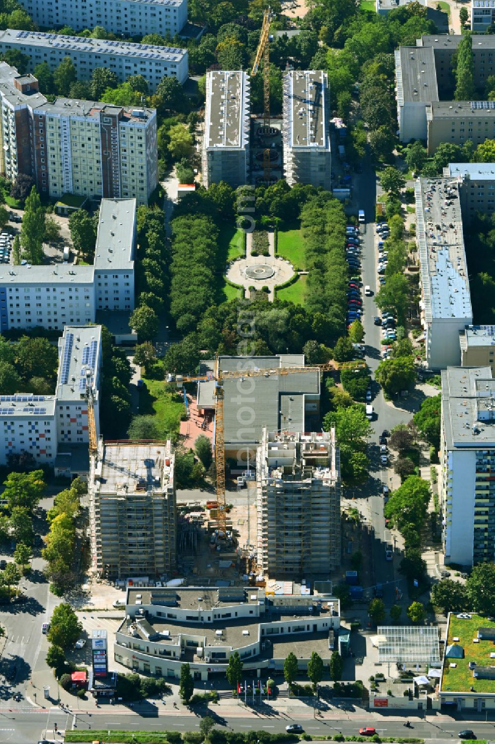 Aerial photograph Berlin - Construction site for the multi-family residential building on Ludwigsluster Strasse on street Teterower Ring in the district Hellersdorf in Berlin, Germany