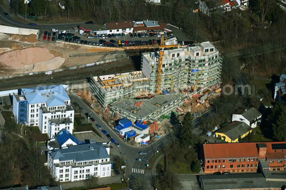 Nürnberg from the bird's eye view: Construction site for the multi-family residential building Martin-Albert-Strasse - Thumenberger Weg in the district Sankt Jobst in Nuremberg in the state Bavaria, Germany