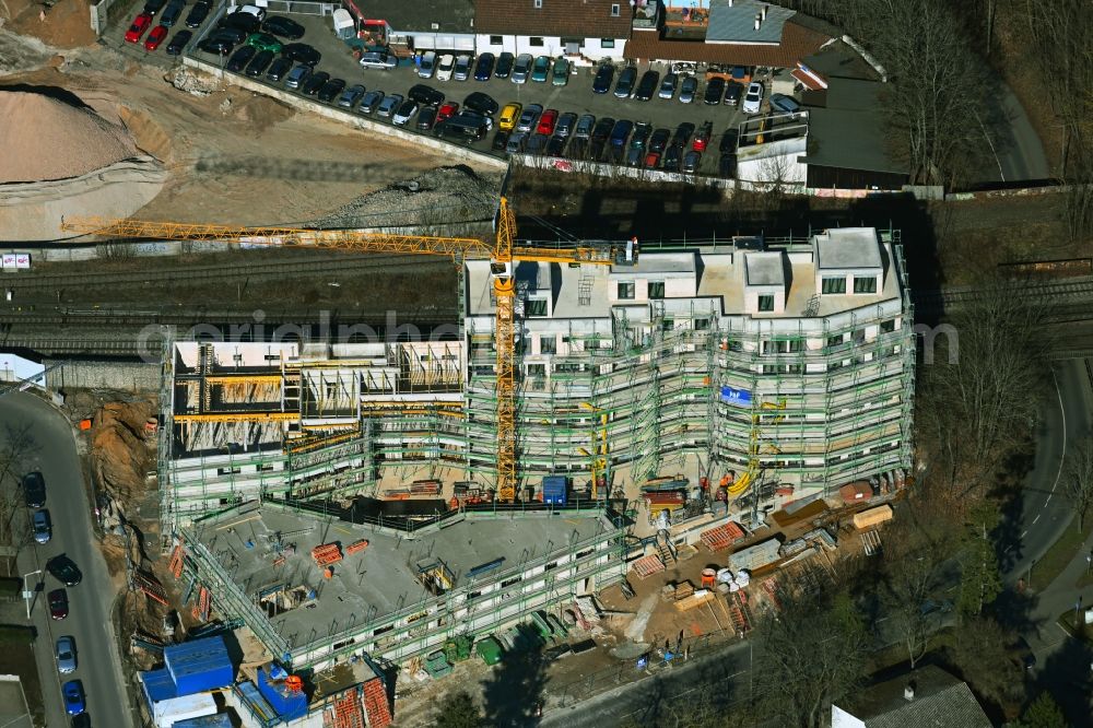 Nürnberg from the bird's eye view: Construction site for the multi-family residential building Martin-Albert-Strasse - Thumenberger Weg in the district Sankt Jobst in Nuremberg in the state Bavaria, Germany