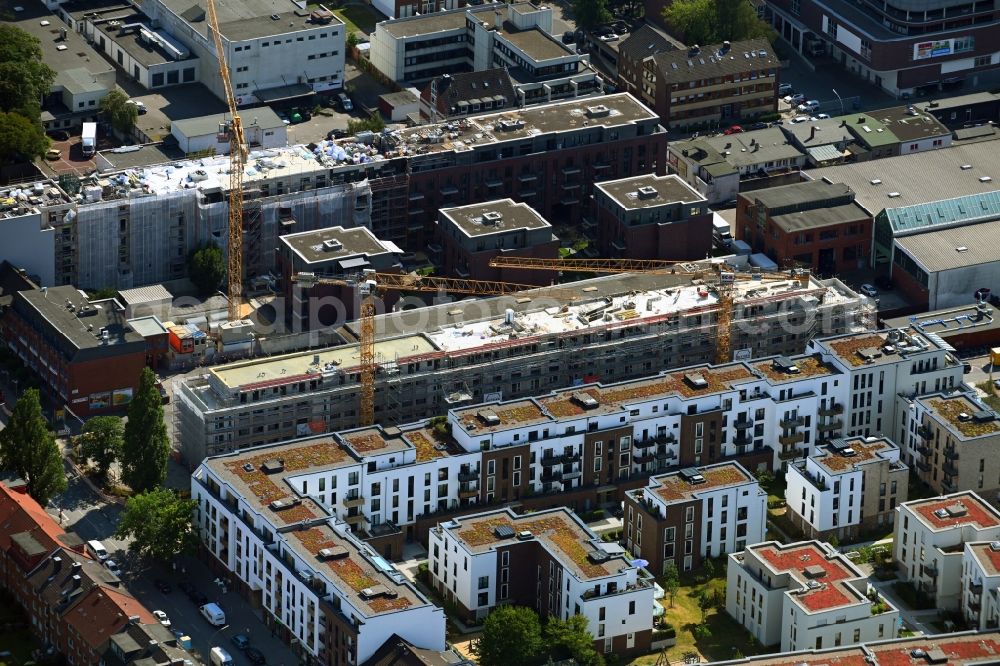 Hamburg from the bird's eye view: Construction site for the multi-family residential building on Muehlenstieg - Brauhausstieg in the district Wandsbek in Hamburg, Germany