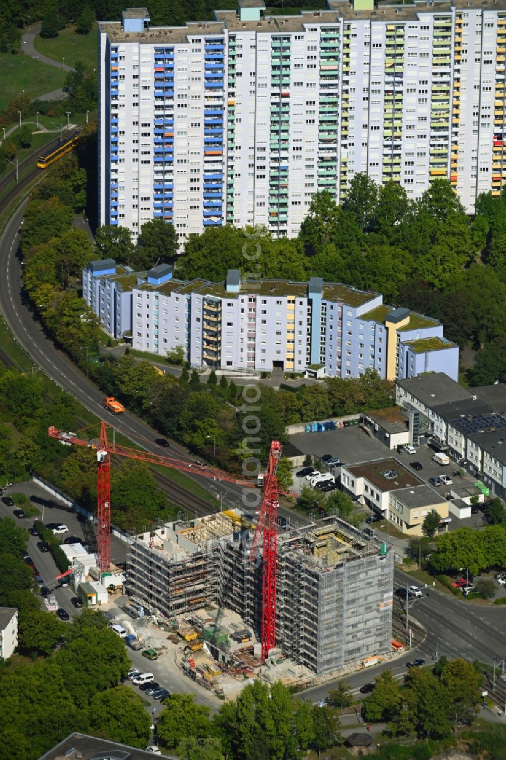 Aerial image Stuttgart - Construction site for the multi-family residential building Moenchfeldstrasse - Balthasar-Neumann-Strasse in Stuttgart in the state Baden-Wuerttemberg, Germany