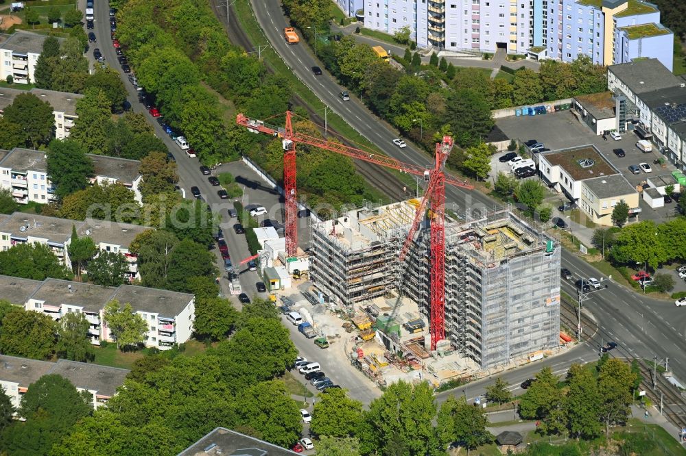 Stuttgart from above - Construction site for the multi-family residential building Moenchfeldstrasse - Balthasar-Neumann-Strasse in Stuttgart in the state Baden-Wuerttemberg, Germany