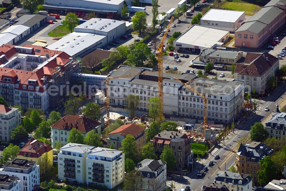 Dresden from above - Construction site for the multi-family residential building on Schandauer Strasse in the district Striesen in Dresden in the state Saxony, Germany