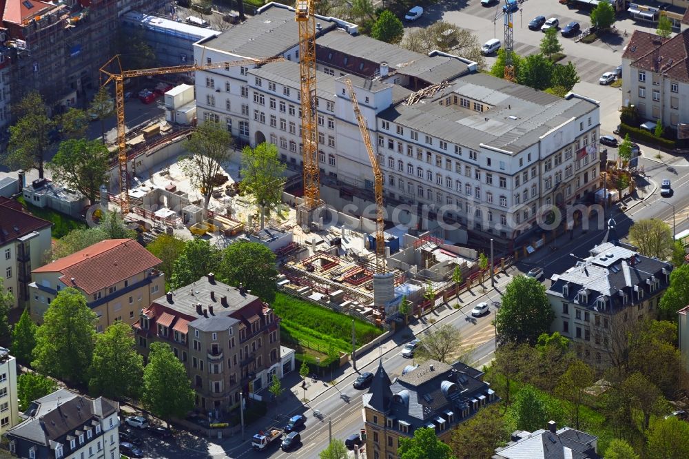 Aerial image Dresden - Construction site for the multi-family residential building on Schandauer Strasse in the district Striesen in Dresden in the state Saxony, Germany