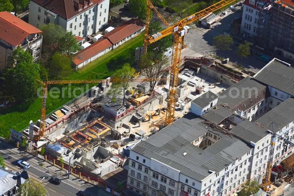 Aerial photograph Dresden - Construction site for the multi-family residential building on Schandauer Strasse in the district Striesen in Dresden in the state Saxony, Germany