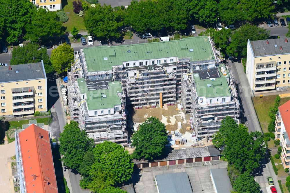 Aerial image Berlin - Construction site for the multi-family residential building on Eichbuschallee in the district Baumschulenweg in Berlin, Germany