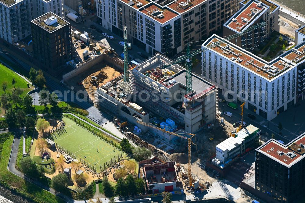 Aerial image Hamburg - Construction site for the multi-family residential building on street Baakenallee in the district HafenCity in Hamburg, Germany