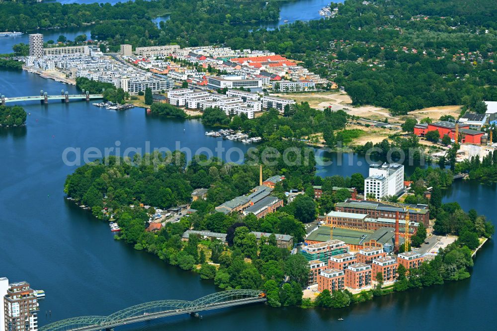 Berlin from the bird's eye view: Construction site for the multi-family residential building on street Kleine Eiswerderstrasse in the district Haselhorst in Berlin, Germany