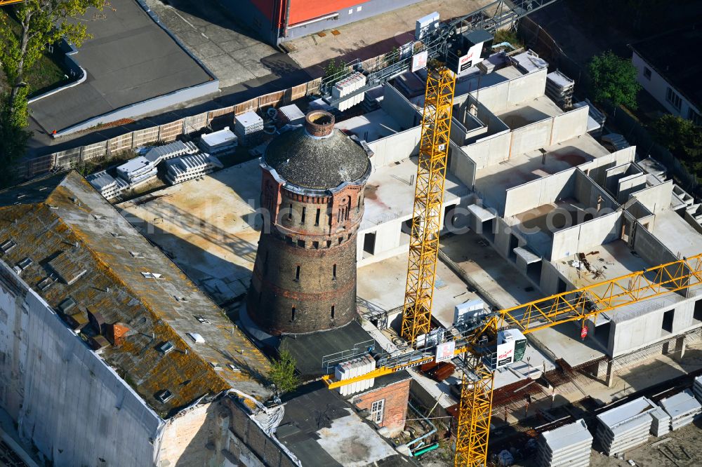 Berlin from above - Construction site for the multi-family residential building on street Kleine Eiswerderstrasse in the district Haselhorst in Berlin, Germany