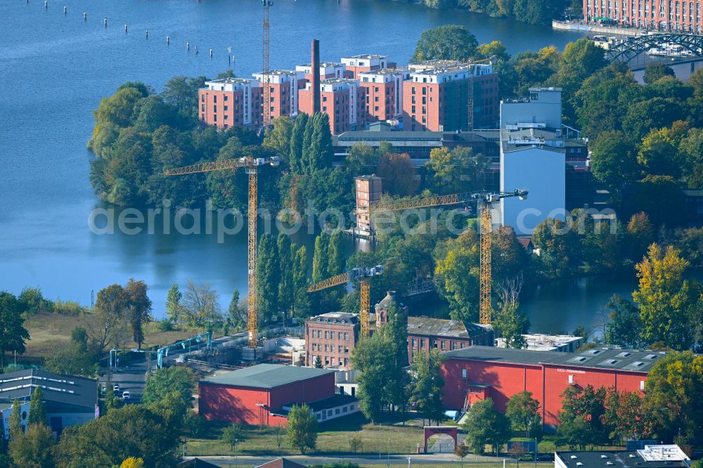 Aerial photograph Berlin - Construction site for the multi-family residential building on street Kleine Eiswerderstrasse in the district Haselhorst in Berlin, Germany