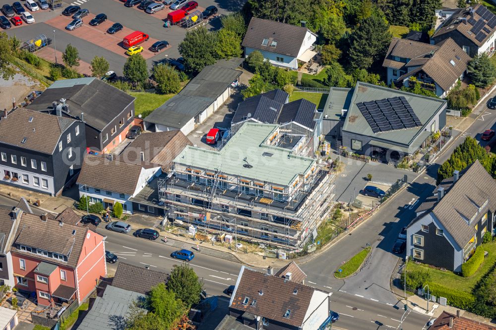 Aerial image Gevelsberg - Construction site for the multi-family residential building on street Wittener Strasse Ecke Birkenstrasse in the district Heck in Gevelsberg at Ruhrgebiet in the state North Rhine-Westphalia, Germany