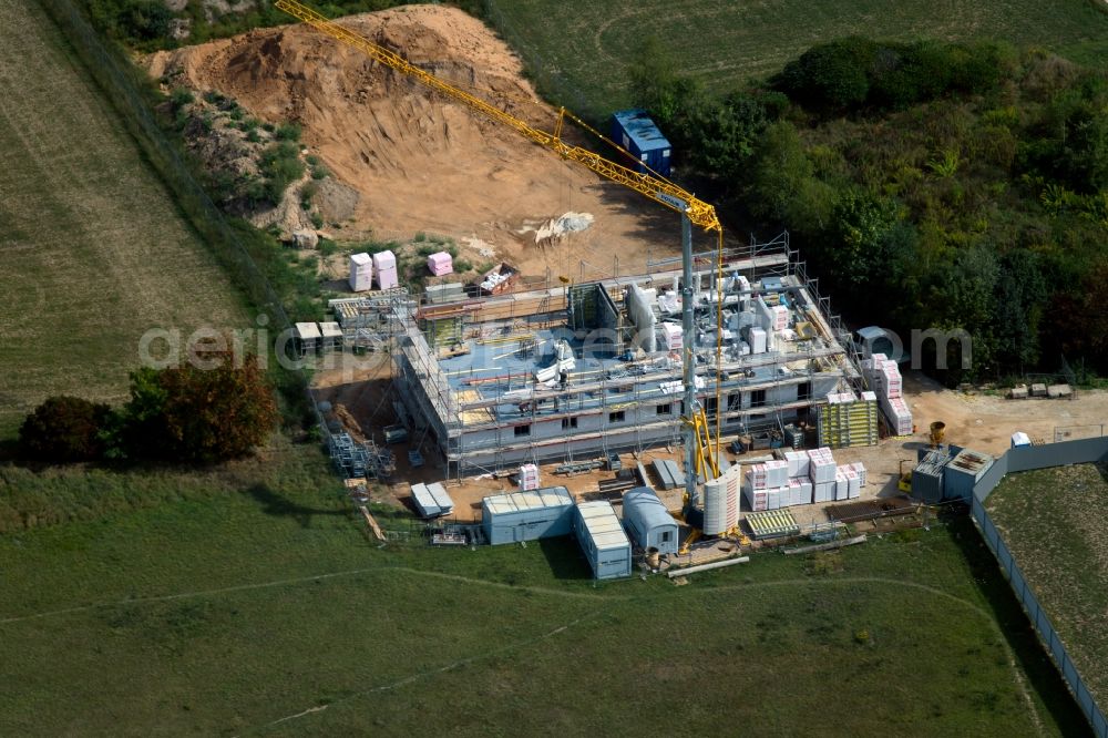 Schwabach from the bird's eye view: Construction site for the multi-family residential building on Koenigsbergstrasse - Wiesenstrasse in the district Igelsdorf in Schwabach in the state Bavaria, Germany