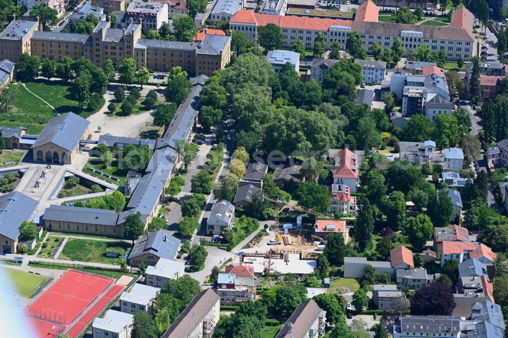 Aerial photograph Potsdam - Construction site for the multi-family residential building on street Brentanoweg in the district Jaegervorstadt in Potsdam in the state Brandenburg, Germany