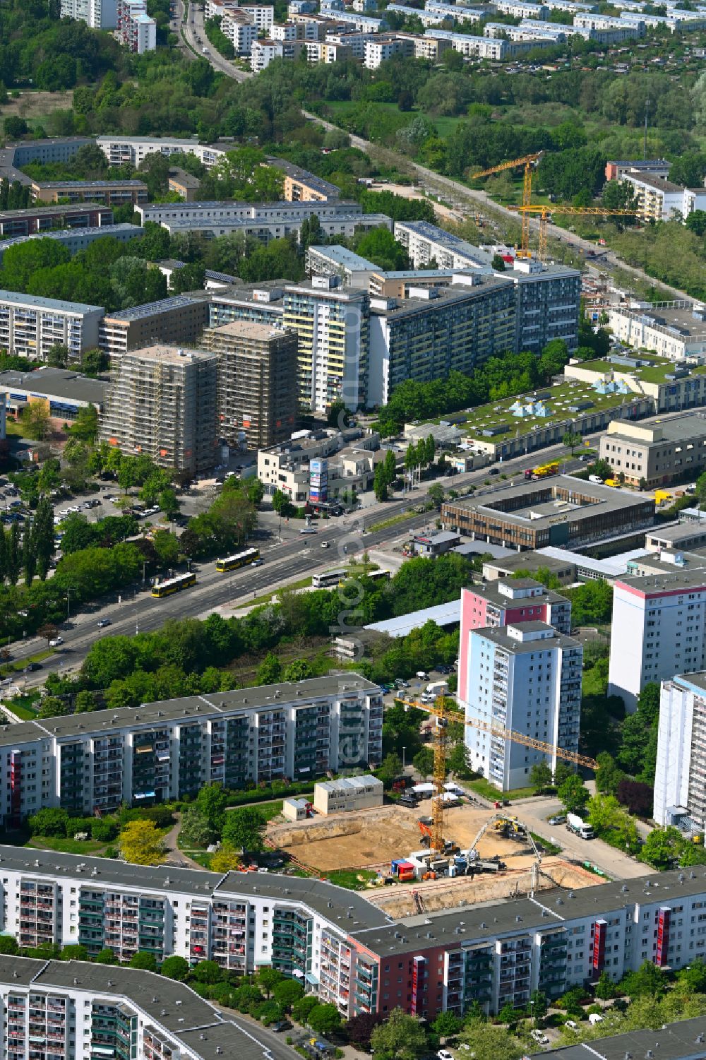 Aerial image Berlin - Construction site for the multi-family residential building on street Lily-Braun-Strasse in the district Kaulsdorf in Berlin, Germany