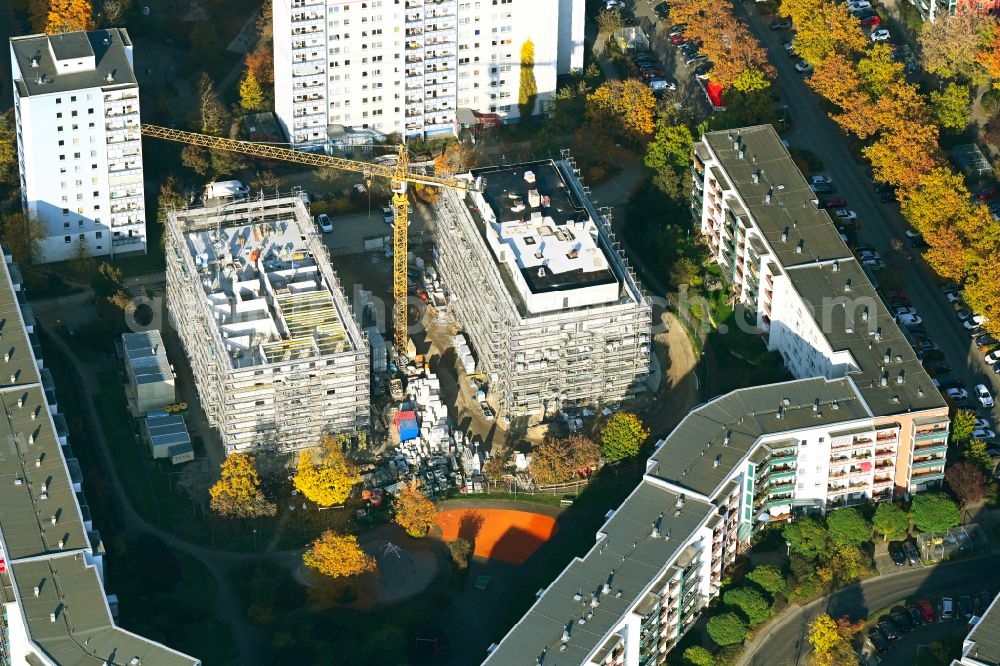 Aerial image Berlin - Construction site for the multi-family residential building on street Lily-Braun-Strasse in the district Kaulsdorf in Berlin, Germany