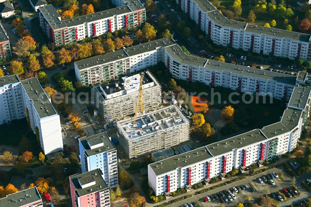 Aerial image Berlin - Construction site for the multi-family residential building on street Lily-Braun-Strasse in the district Kaulsdorf in Berlin, Germany