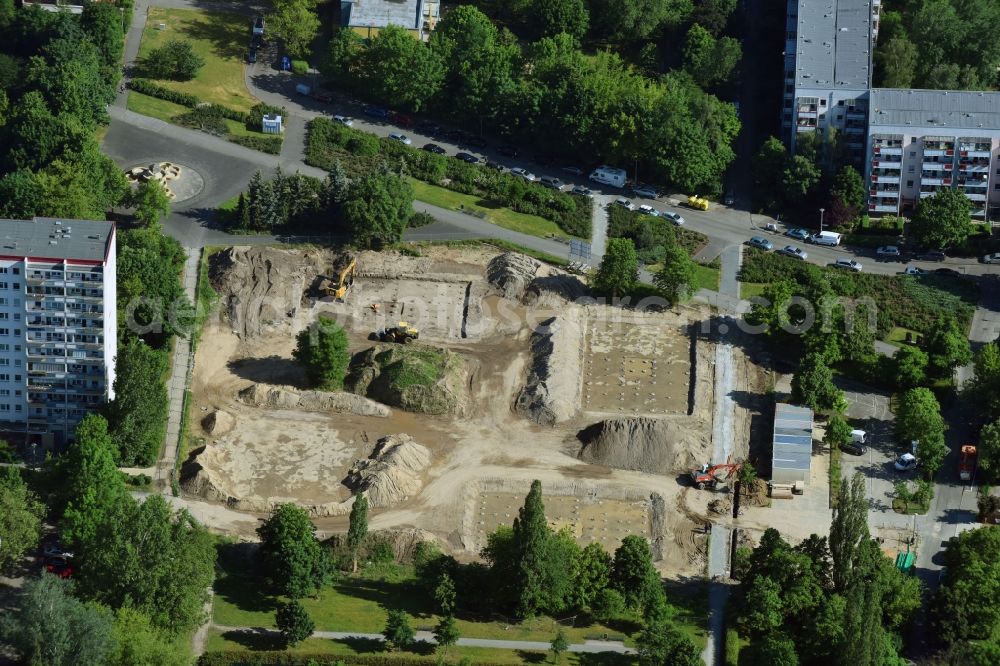 Aerial photograph Berlin - Construction site for the multi-family residential building on Marchwitzastrasse in the district Marzahn in Berlin, Germany