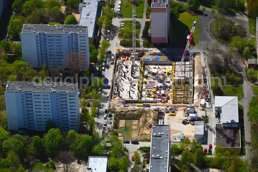 Aerial image Berlin - Construction site for the multi-family residential building on Marchwitzastrasse in the district Marzahn in Berlin, Germany