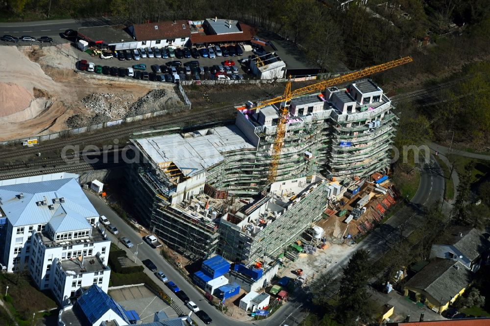 Nürnberg from above - Construction site for the multi-family residential building Martin-Albert-Strasse - Thumenberger Weg in the district Sankt Jobst in Nuremberg in the state Bavaria, Germany