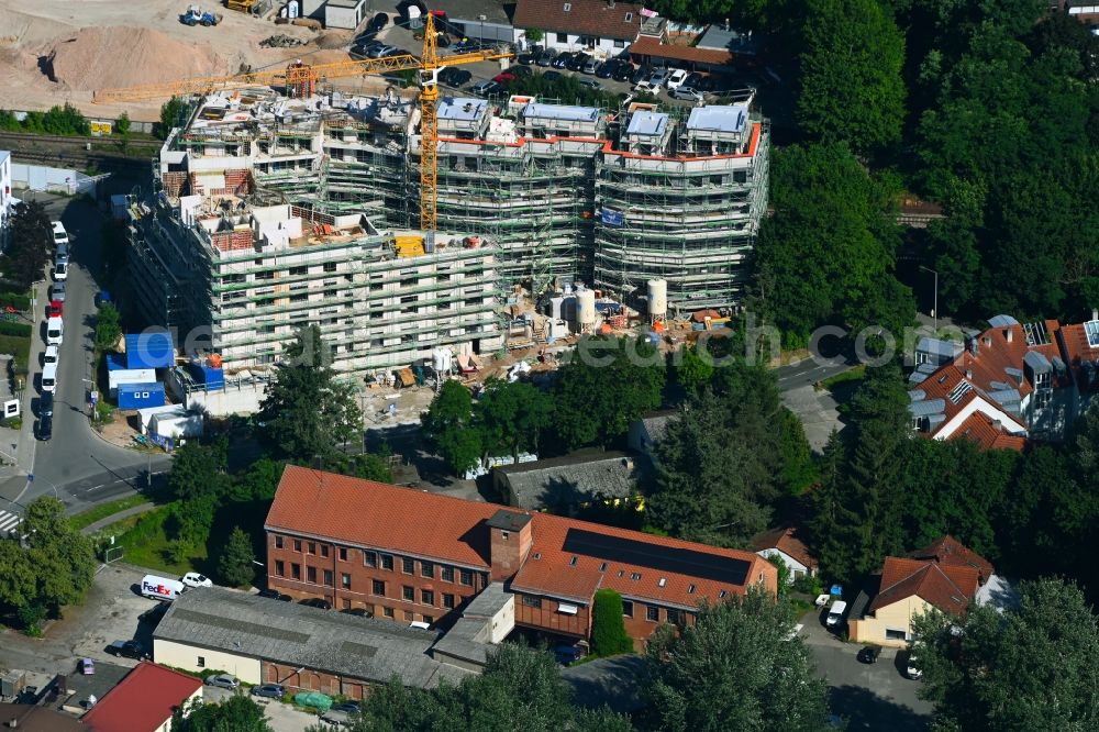 Nürnberg from the bird's eye view: Construction site for the multi-family residential building Martin-Albert-Strasse - Thumenberger Weg in the district Sankt Jobst in Nuremberg in the state Bavaria, Germany