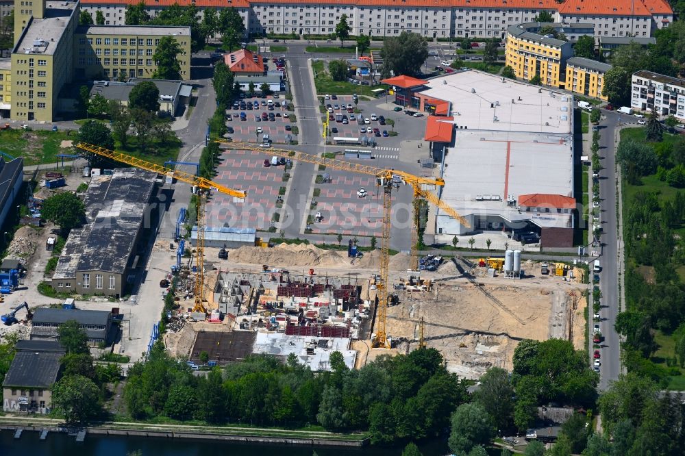 Aerial photograph Berlin - Construction site for the multi-family residential building on Maselakepark in the district Spandau Hakenfelde in Berlin, Germany