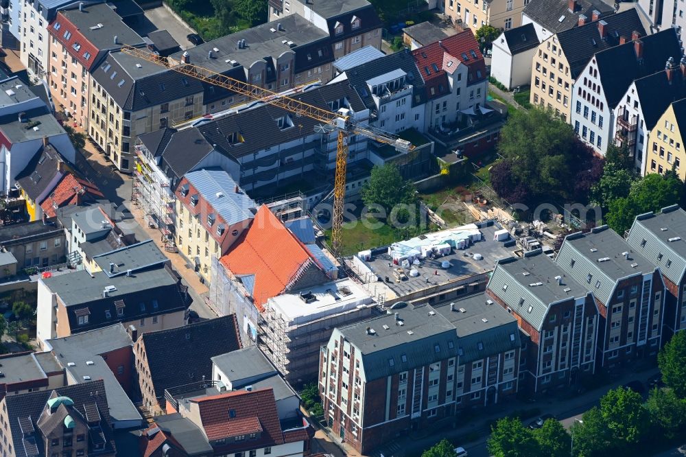 Rostock from the bird's eye view: Construction site for the multi-family residential building on Lagerstrasse in the district Stadtmitte in Rostock in the state Mecklenburg - Western Pomerania, Germany