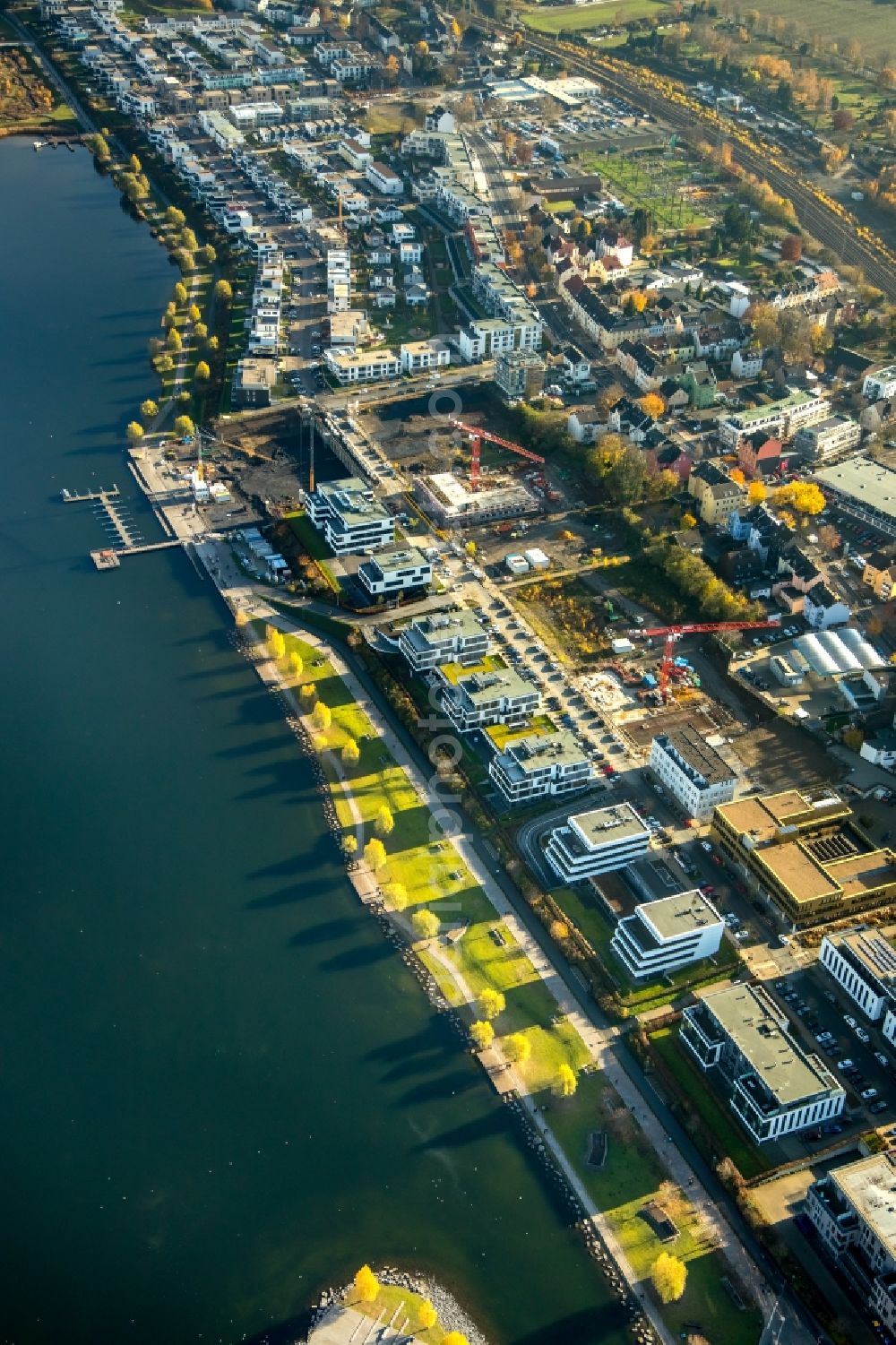 Aerial image Dortmund - Construction site for the multi-family residential building on Phoenixseestrasse in the district Hoerde in Dortmund in the state North Rhine-Westphalia, Germany