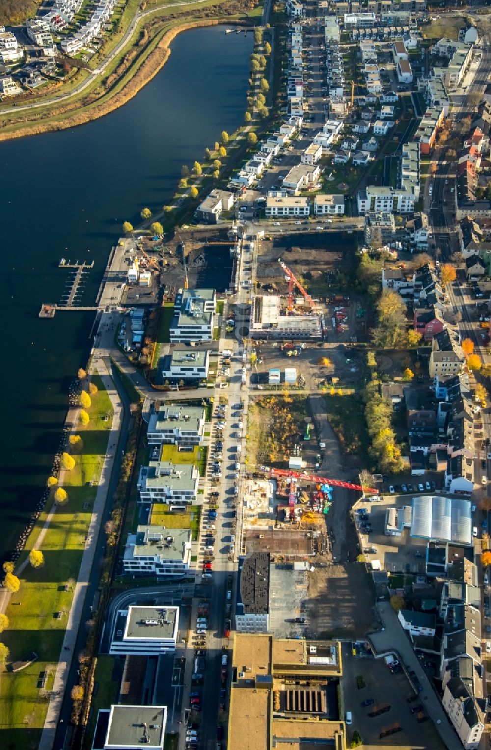 Aerial photograph Dortmund - Construction site for the multi-family residential building on Phoenixseestrasse in the district Hoerde in Dortmund in the state North Rhine-Westphalia, Germany